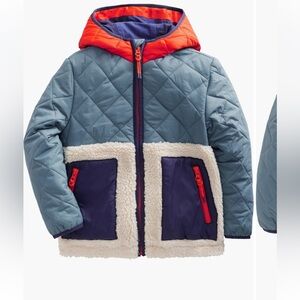 Mini Boden Kids' High Pile Fleece Jacket, Puddle Blue, 3-4.